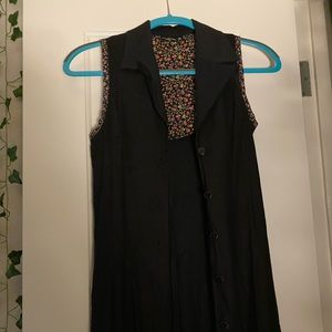Long black button up dress with slits on the sides